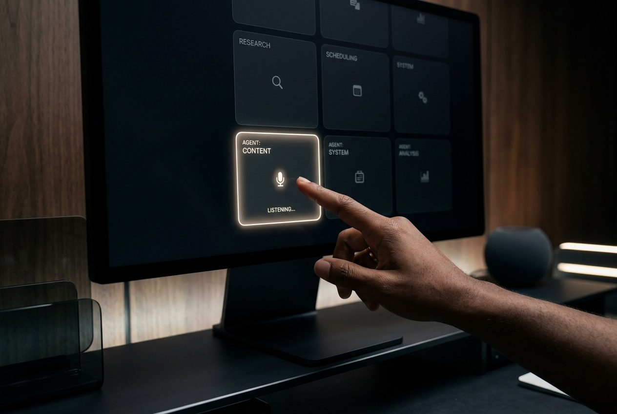 Agent grid interface with voice activation